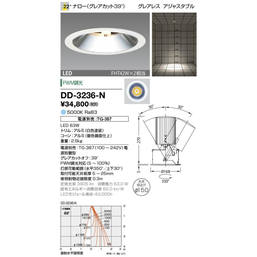 DD-3236-N 山田照明 Unicorn+（ユニコーンプラス） ダウンライト 切込穴寸法 φ150mm   電源別売  FHT42W×2相当