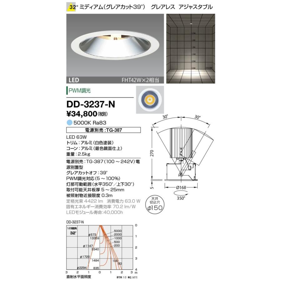 DD-3237-N 山田照明 Unicorn+（ユニコーンプラス） ダウンライト 切込穴寸法 φ150mm   電源別売  FHT42W×2相当