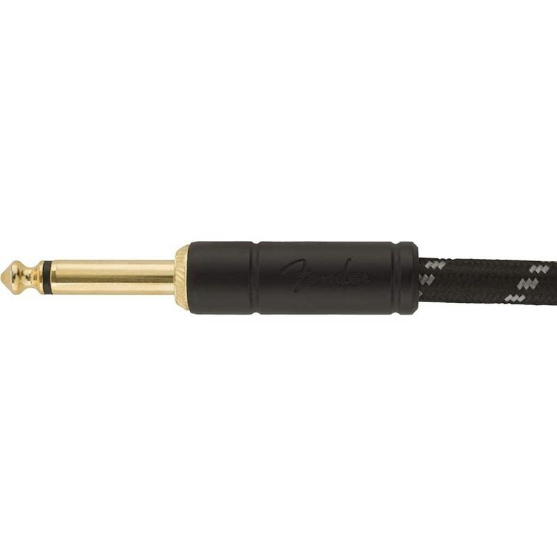 Fender USA Deluxe Series Instrument Cable， Straight/Angle， 15' Black Tweed(#0990820085)｜shibuya-ikebe｜02