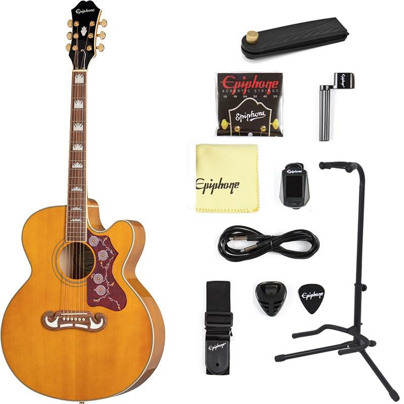 Epiphone J-200EC Studio (Vintage Natural) 【アコギ入門セット付き