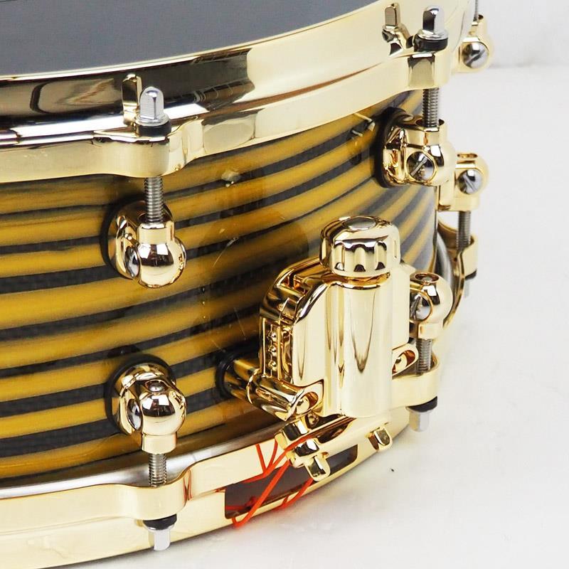 Pearlスネアドラム 金リム Pearl Pearl Masterworks Snare Drum 14x5.5 -Gold Swirl on Black