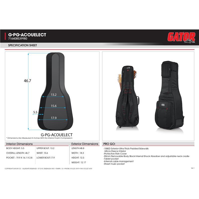 GATOR CASES GATOR Pro-Go Acoustic/Electric Double Gig Bag [G-PG