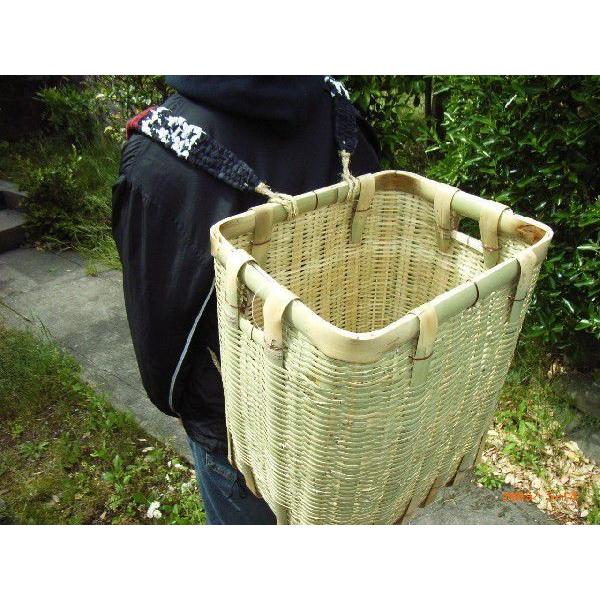 あすつく送料無料【竹製 背負いかご 角型・大】収穫 山菜採り きのこ