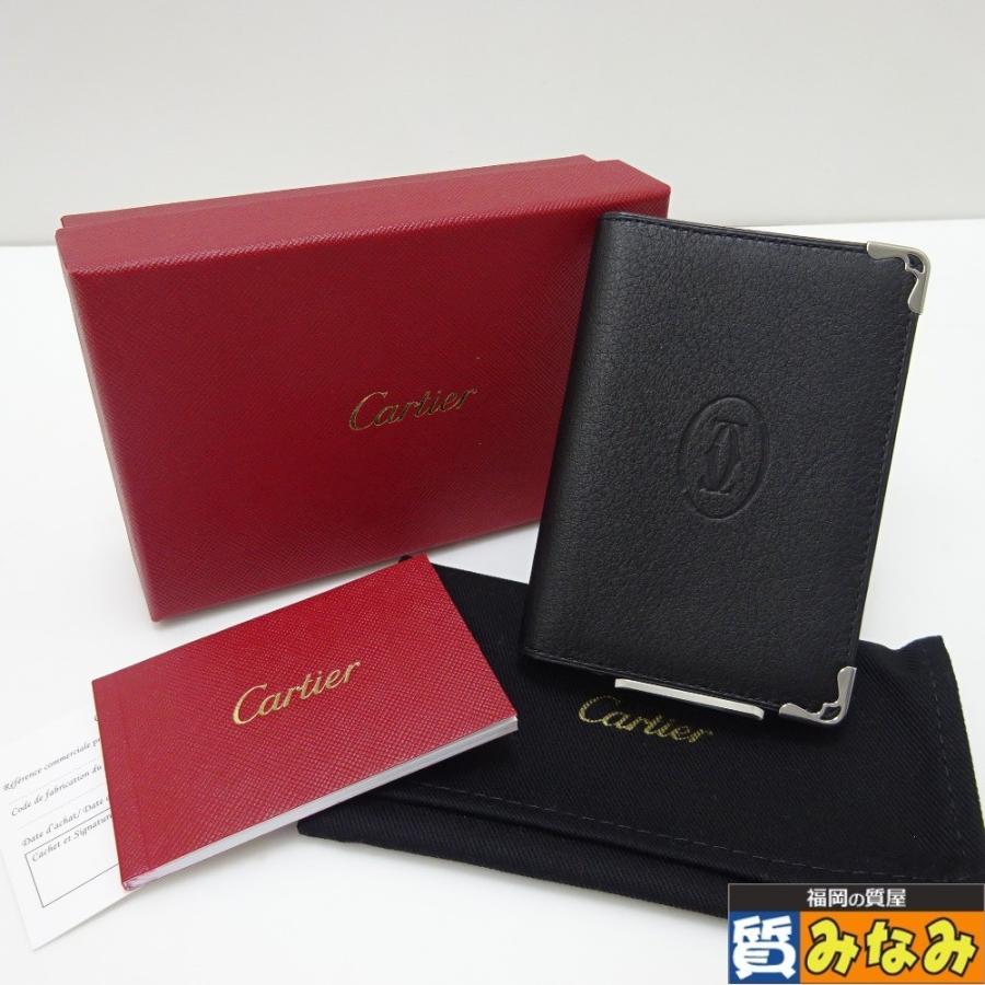 ■新同■　カルティエ マスト カードケース レザー ブラック 黒 L3001367 【145827】 Cartier - □未使用□ カルティエ マスト カードケース レザー