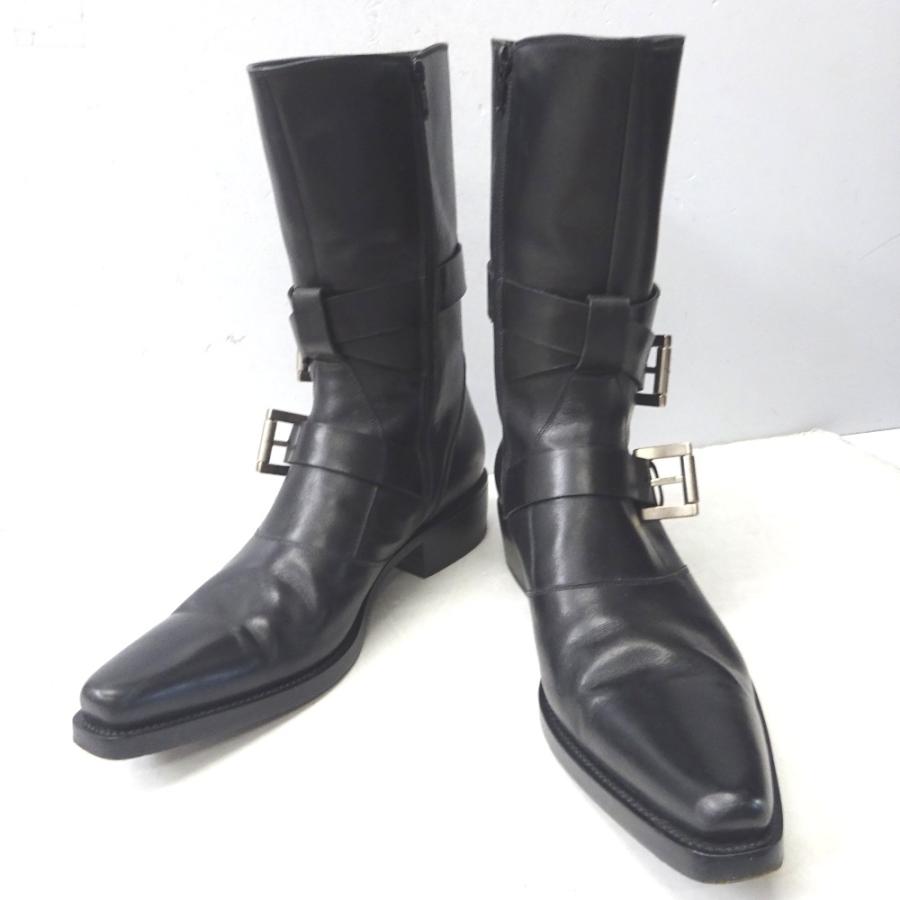 JIL SANDER ブラックレザーエンジニアブーツ JIL SANDER ブラックレザーエンジニアブーツ