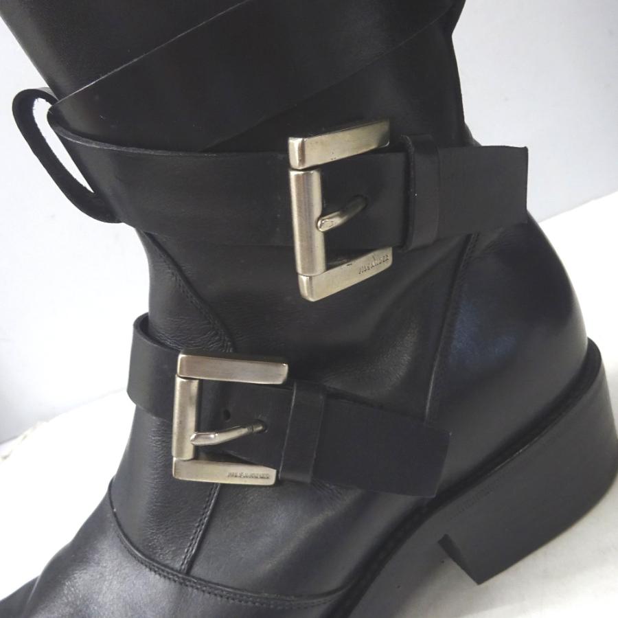 JIL SANDER ブラックレザーエンジニアブーツ JIL SANDER ブラックレザーエンジニアブーツ