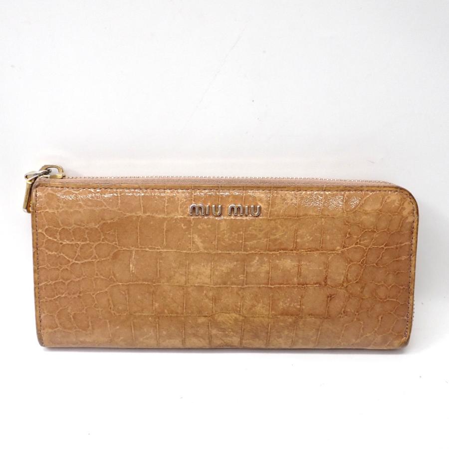miu miu（ミュウミュウ） Ft1257381 長財布 L字ファスナー クロコ型 
