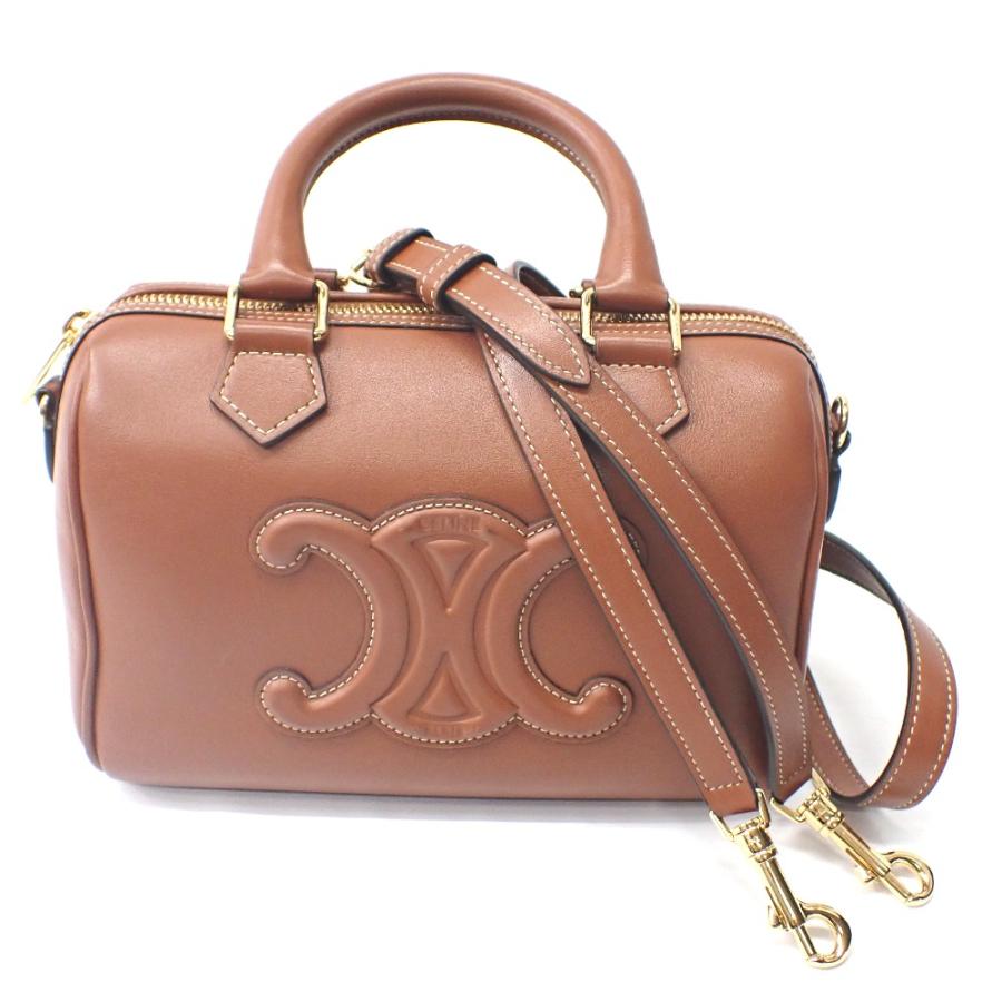 CELINE（セリーヌ） Ft1338341 ハンドバッグ キュイル トリオンフ スモールボストンバッグ ブラウン レディース 中古 : 質 ...