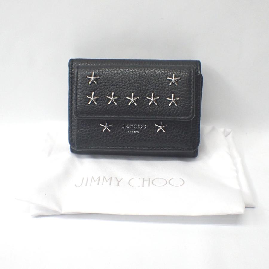 Ft1340071 ジミーチュウ 三つ折り財布 コンパクト スタッズ ブラック