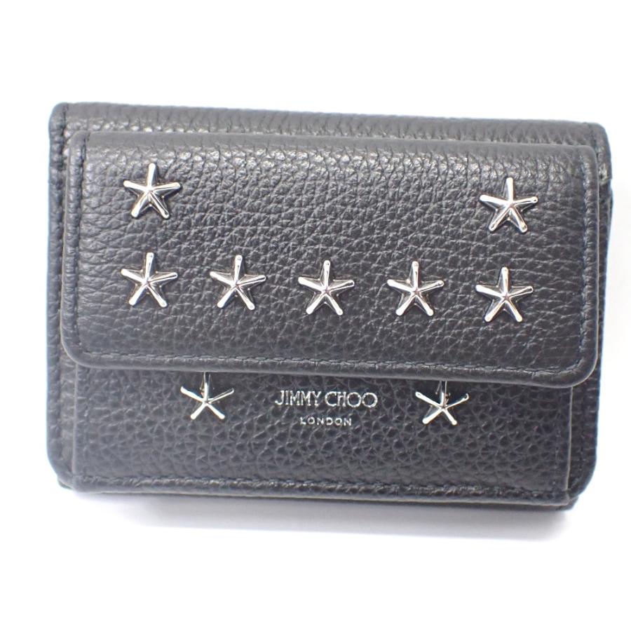 JIMMY CHOO 三つ折り財布 スタッズ ブラック Ft1340071 ジミーチュウ 三つ折り財布 コンパクト スタッズ ブラック