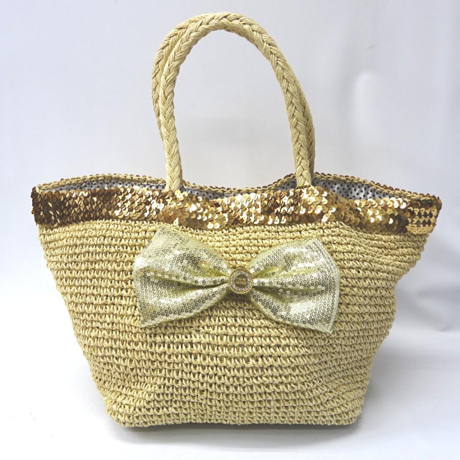 Ft セシルマクビー トートバッグ リボン スパンコール 編み込み ベージュ ゴールド レディース Cecil Mcbee 中古 質みなみ 二又瀬店 Ft 質みなみ ヤフーショッピング店 通販 Yahoo ショッピング