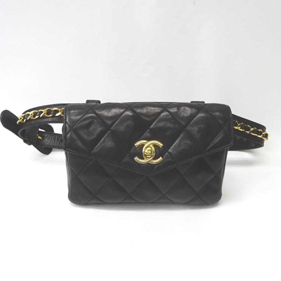 Ft575722 シャネル ウエストバッグ マトラッセ ラムスキン ゴールド金具 ウエストポーチ レディース CHANEL 中古