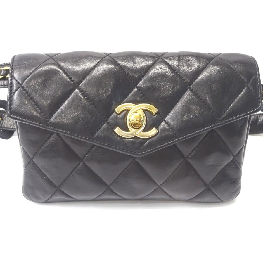 【新品・未使用】CHANEL ブラックレザーウエストバッグ　キャビアスキン♡希少 CHANEL（シャネル） Ft575722 ウエストバッグ マトラッセ ラムスキン