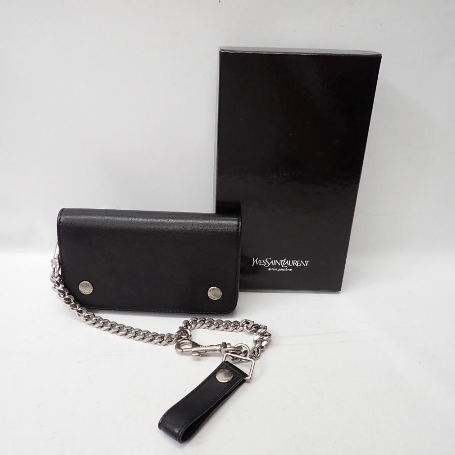 Ft629601 サンローラン 長財布 チェーンウォレット ブラック メンズ