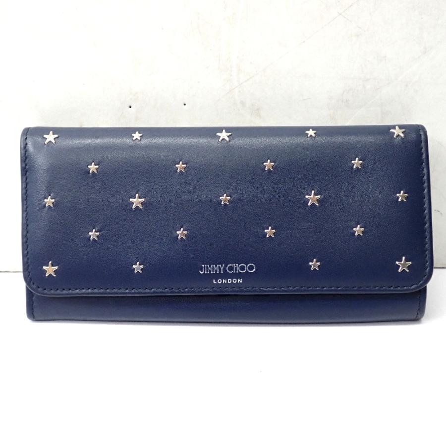 JIMMY CHOO 星型エンボス加工 長財布 ネイビー Ft642931 ジミーチュウ 長財布 2つ折 スタースタッズ ネイビー
