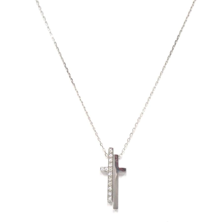 NA14071 グッチ ネックレス セパレートクロス ダイヤモンド K18WG