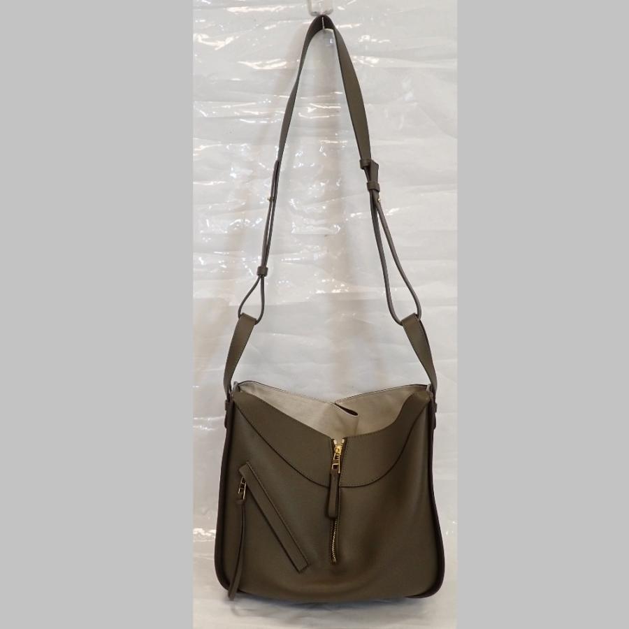 Th1011441 ロエベ ハンモック スモール ハンドバッグ ショルダーバッグ 2Wayバッグ 本革 モスグリーン系 LOEWE 未使用_3