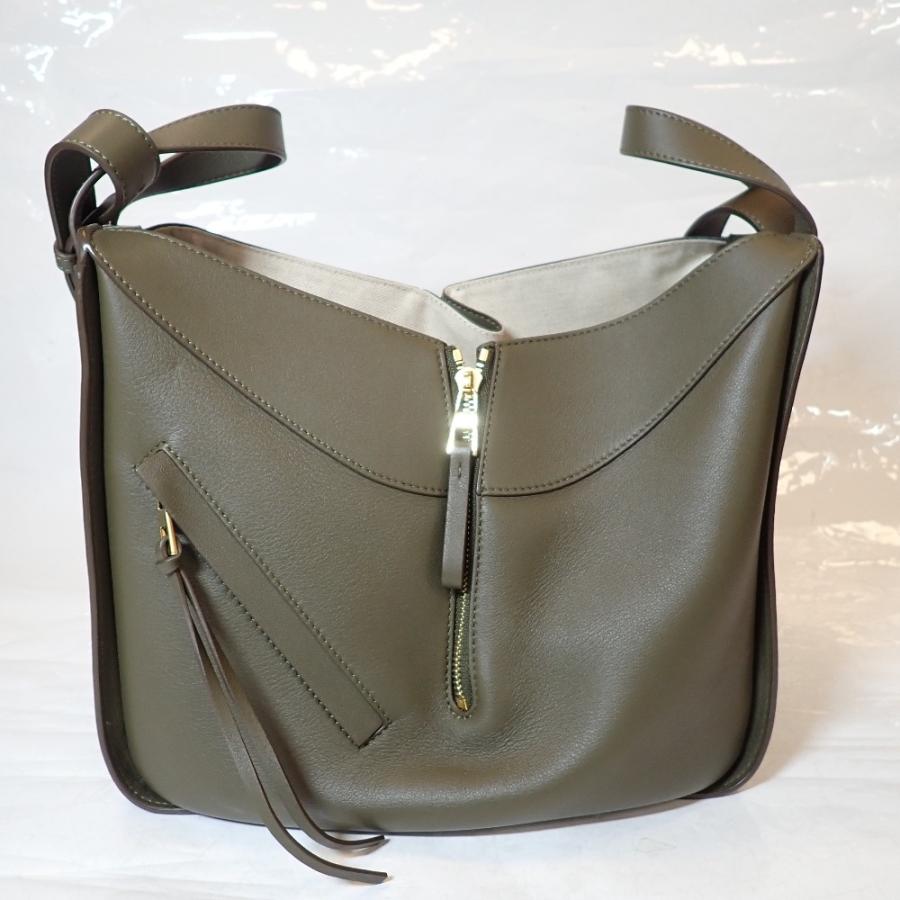 Th1011441 ロエベ ハンモック スモール ハンドバッグ ショルダーバッグ 2Wayバッグ 本革 モスグリーン系 LOEWE 未使用_4
