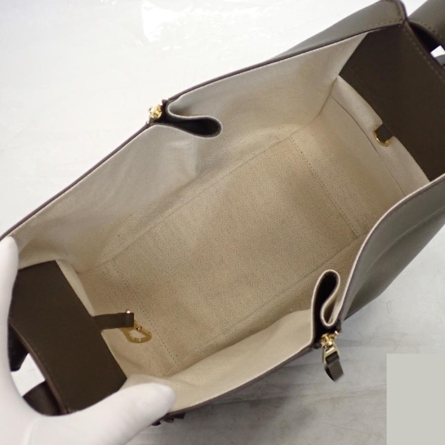 Th1011441 ロエベ ハンモック スモール ハンドバッグ ショルダーバッグ 2Wayバッグ 本革 モスグリーン系 LOEWE 未使用_8