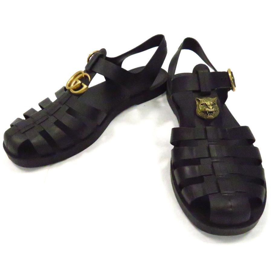 オンラインオファー gucci グルカサンダル ラバーバックル 黒 グッチ