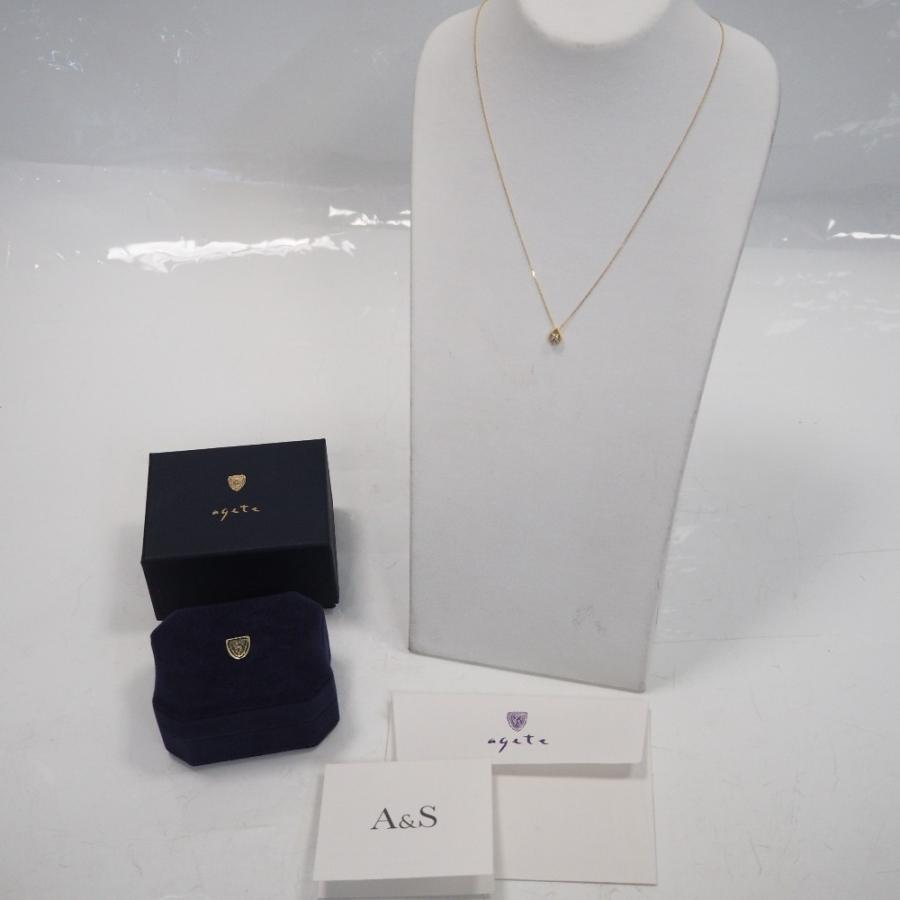 agete（アガット） Th550162 プチネックレス K18YG ダイヤ 0.10ct 約 