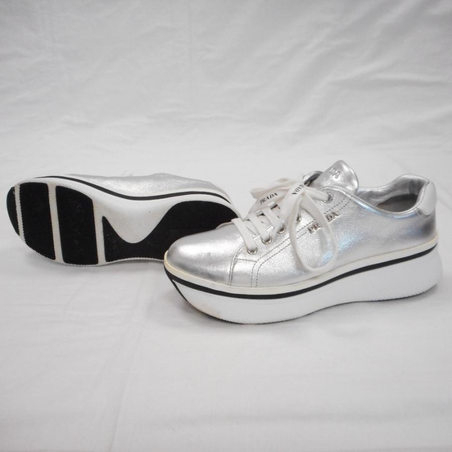 PRADA プラダ ホワイト シルバー サイズ37 スニーカー 【公式通販】
