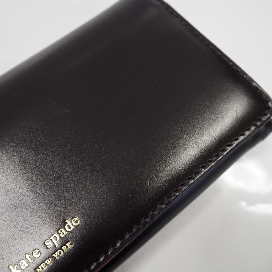 Th960941 ケイトスペード フラップ式長財布 二つ折り 本革 ダークブラウン×レッド系 レディース Kate Spade 中古｜shichi-minami｜06