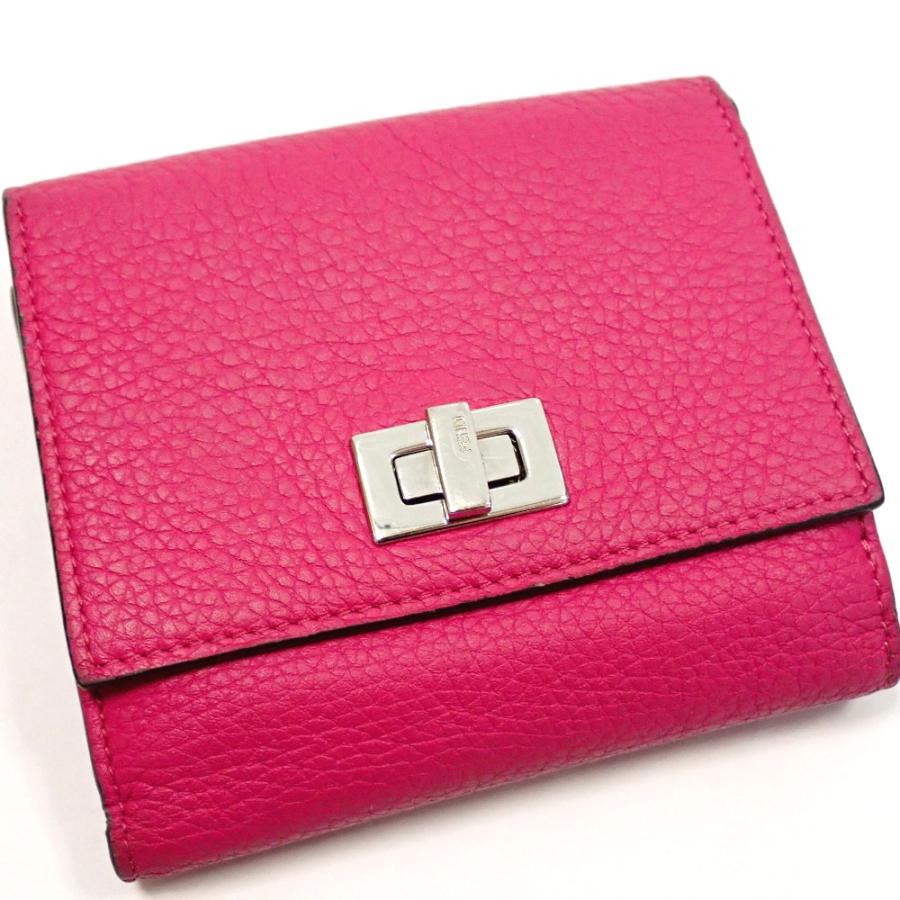 フェンディ FENDI ピーカブー 二つ折財布 ピンク 8M0438 新品同様 FENDI（フェンディ） Th981521 2つ折り財布 ピーカブー 8M0438 ピンク