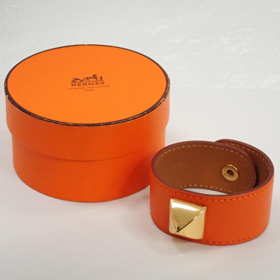 HERMESメドール レザーブレスレット オレンジゴールドMバングル HERMES（エルメス） Th997012 ブレスレット/バングル メドール