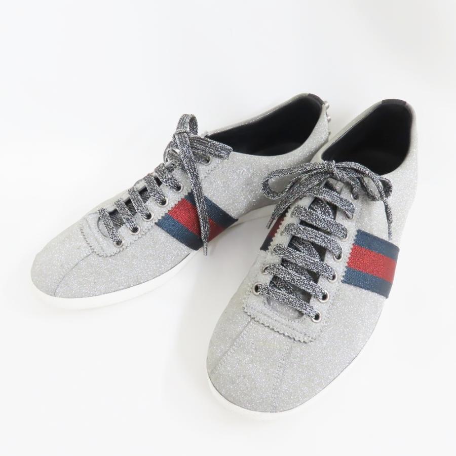 Ts グッチ スニーカー 靴 グリッターウェブ ラメ シルバー Gucci 中古 質みなみ 高砂店 Ts 質みなみ ヤフーショッピング店 通販 Yahoo ショッピング