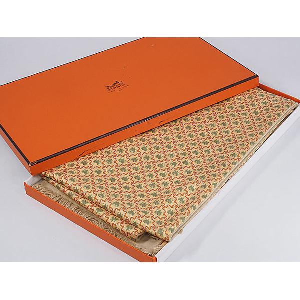 HERMES アンゴラ　シルク　リバーシブル　マフラー HERMES（エルメス） 極美品▽HERMES シルク アンゴラ 総柄 フリンジ