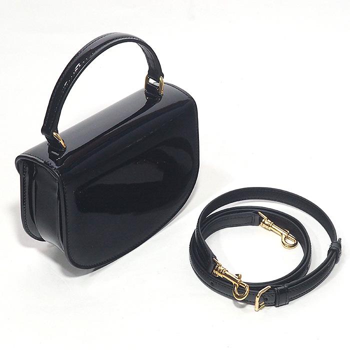 ◆ミウラ◆ セリーヌ CELINE ミニ ブザス クレア 2WAY ハンドバッグ 10L063GCJ.38NO ブラック パテント カーフスキン★