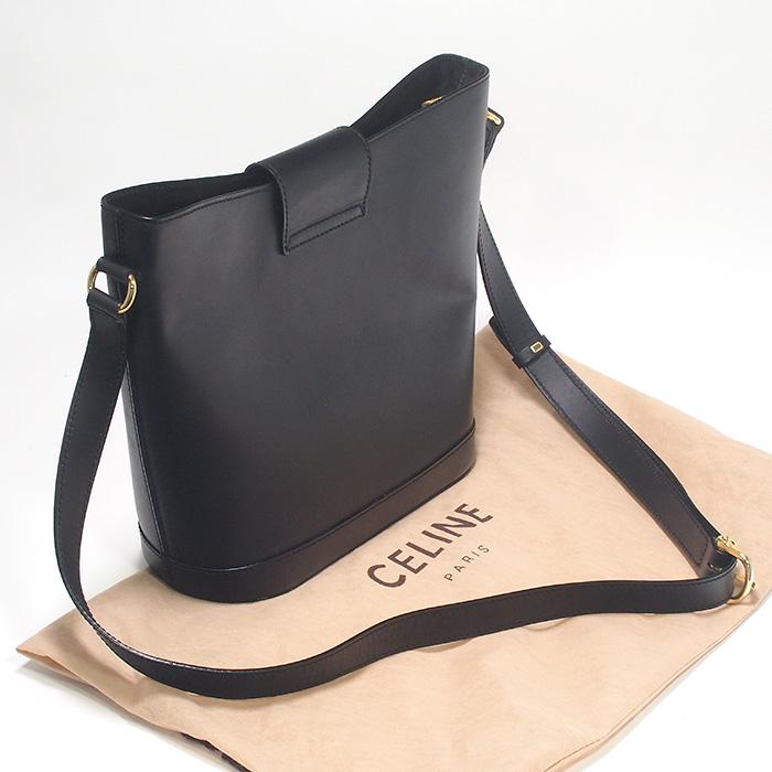 ◇ミウラ◇ セリーヌ CELINE レザー ショルダーバッグ DM96 ブラック 