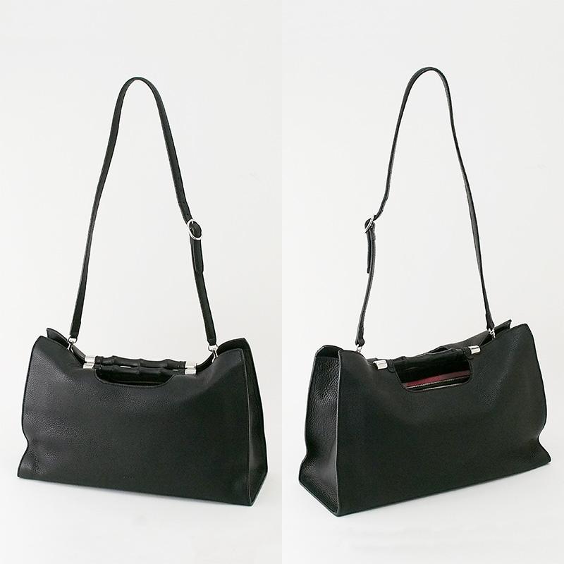 ◇ミウラ◇ グッチ GUCCI バンブー 2WAY バッグ ブラック 370829 : 質