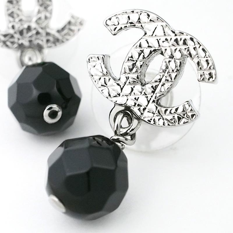 ◇ミウラ◇ シャネル CHANEL ココマーク ブラックストーン ピアス 11V 