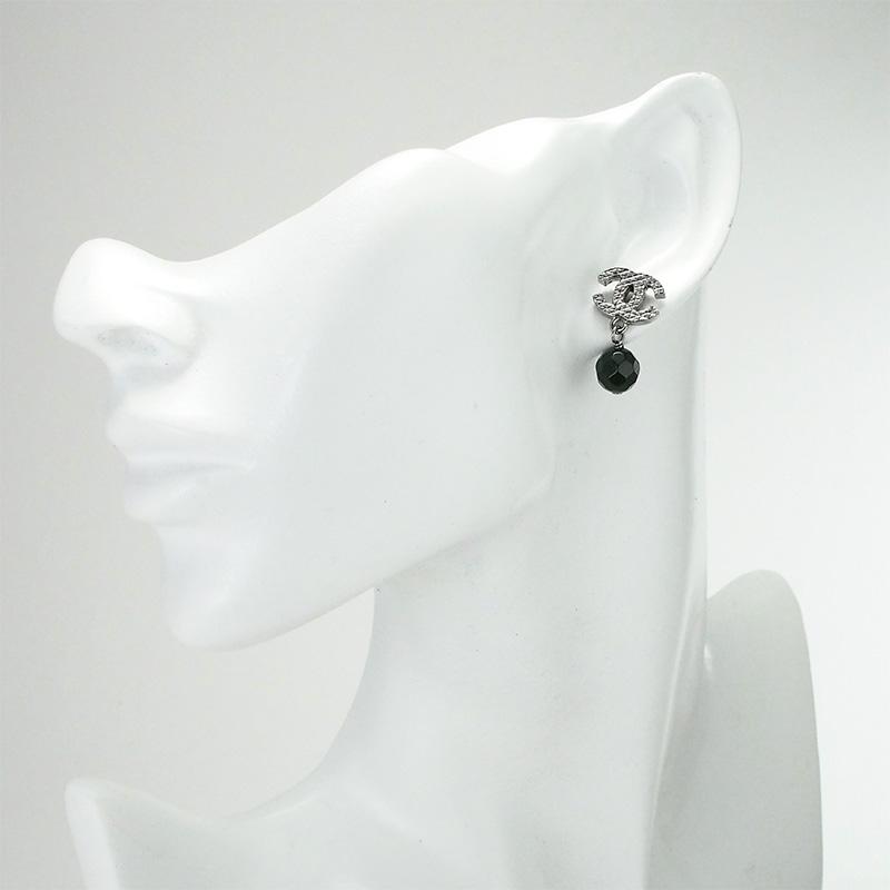 ◇ミウラ◇ シャネル CHANEL ココマーク ブラックストーン ピアス 11V 