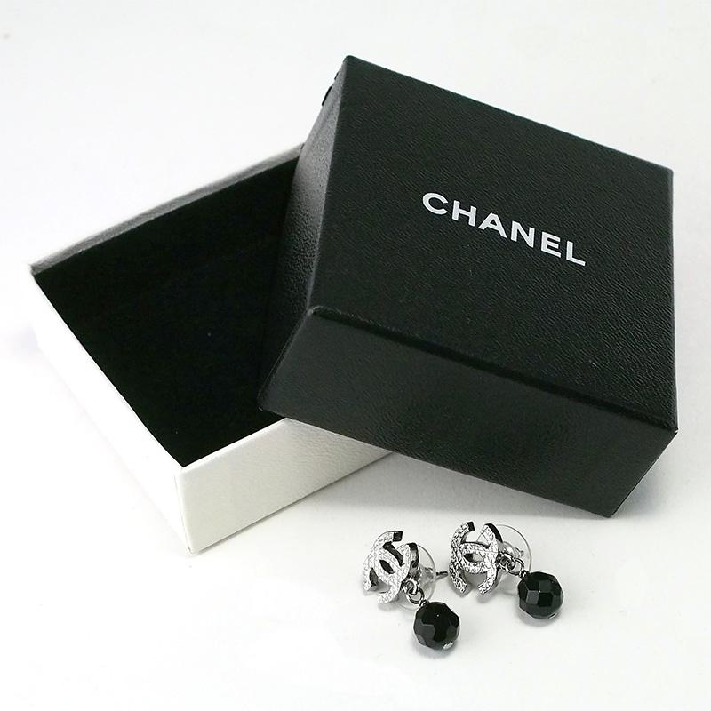 ◇ミウラ◇ シャネル CHANEL ココマーク ブラックストーン ピアス 11V 