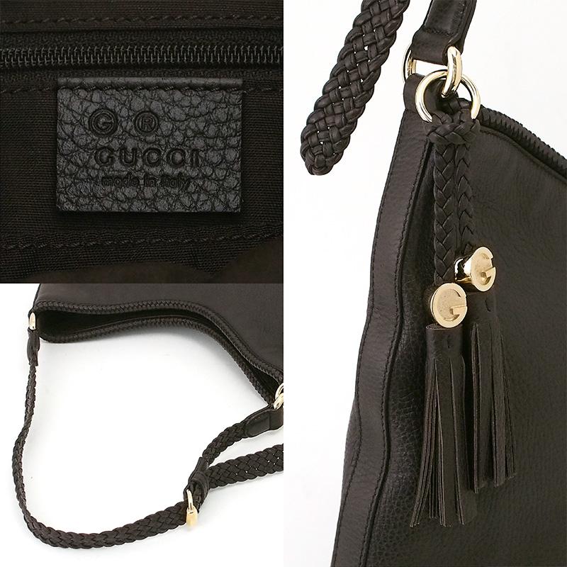 ◆ミウラ◆ グッチ GUCCI ワンショルダーバッグ フリンジ ダークブラウン レザー 336659_4