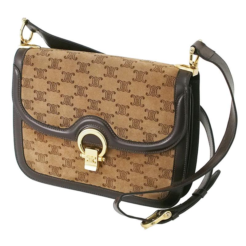 ◇ミウラ◇ セリーヌ CELINE マカダム ショルダーバッグ スウェード 
