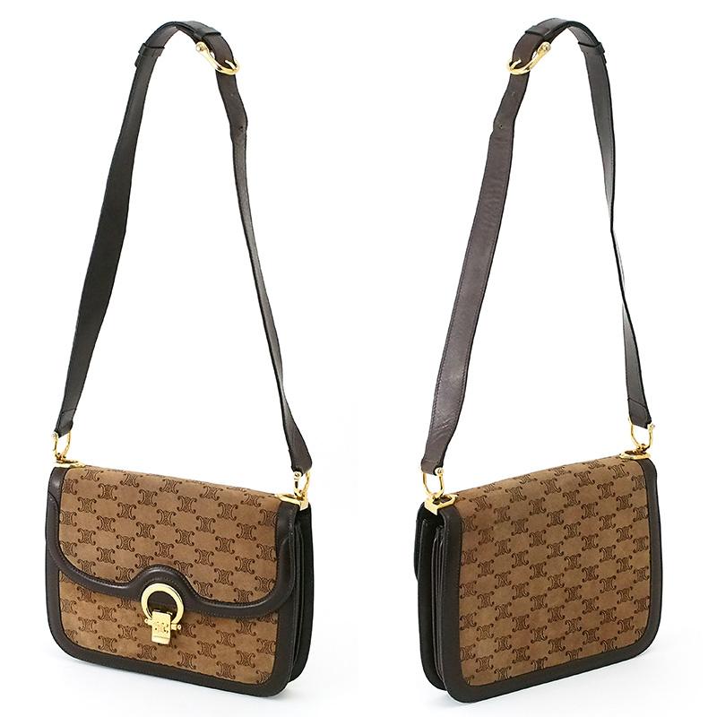 ◇ミウラ◇ セリーヌ CELINE マカダム ショルダーバッグ スウェード 