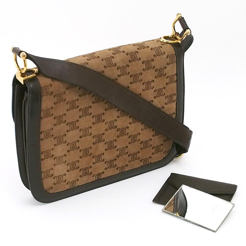 ◇ミウラ◇ セリーヌ CELINE マカダム ショルダーバッグ スウェード 