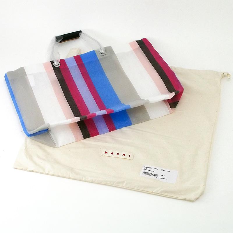 ◇ミウラ◇ マルニ MARNI メッシュ トートバッグ ストライプ 新品
