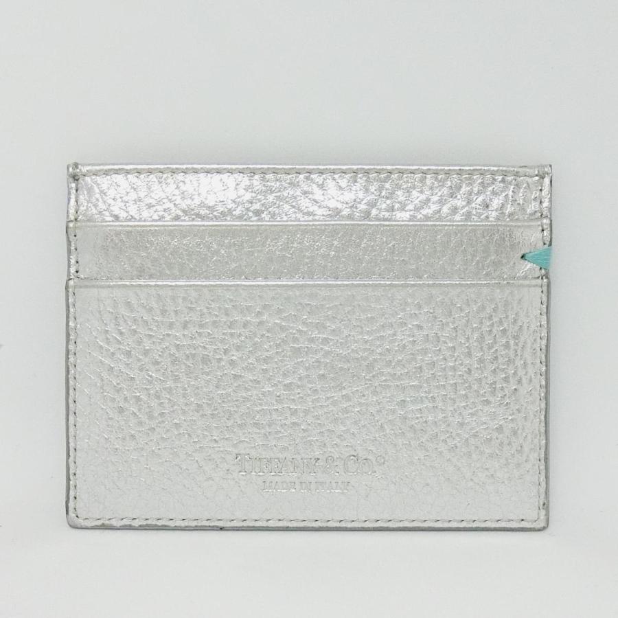 【送料無料】ティファニー TIFFANY&Co. カードケース メタリックシルバー レザー パスケース★未使用保管品★｜shichi-nishigaki｜02