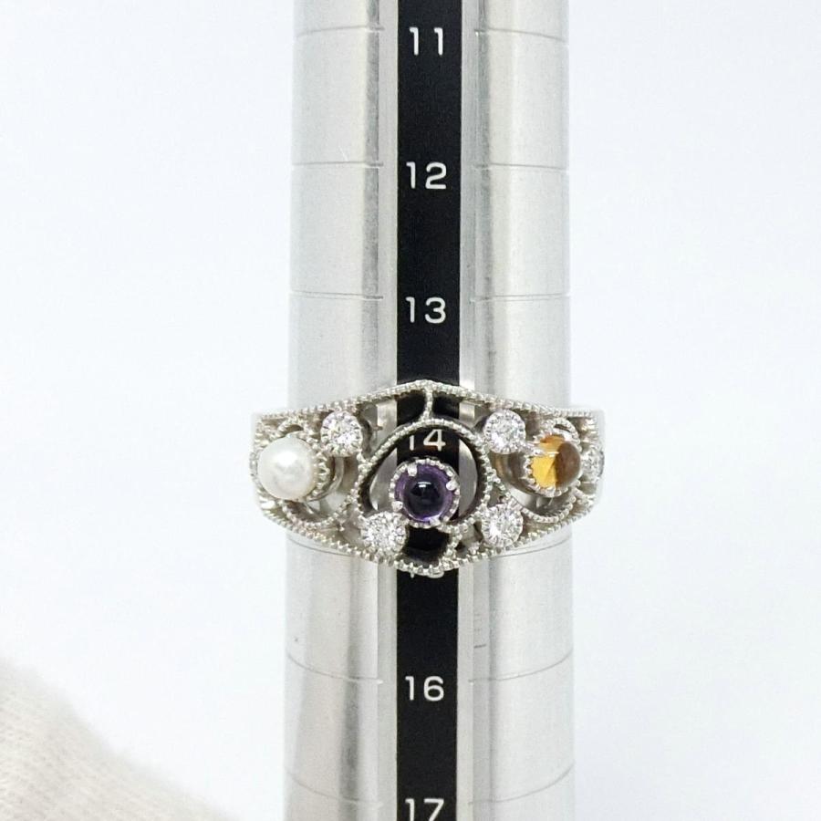 MIKIMOTO 【送料無料】ミキモト K18WG パール ダイヤモンド アメジスト  
