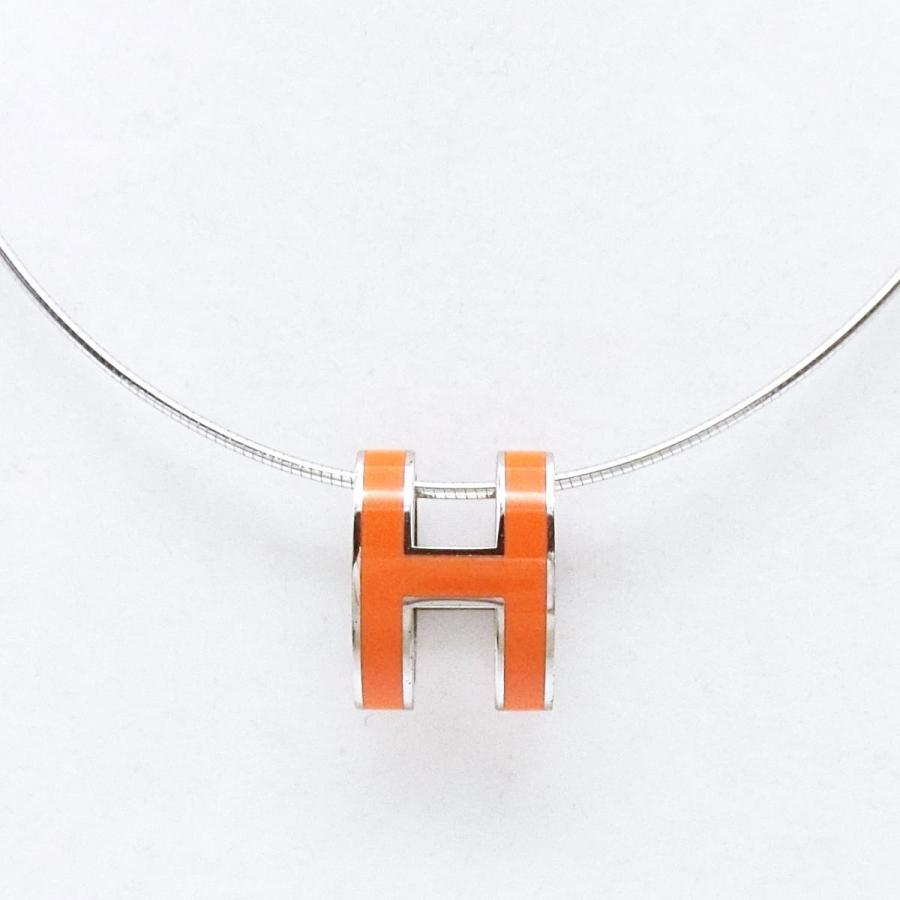 HERMES Hポップ　ネックレス オレンジ HERMES エルメス ミニ ポップH ネックレス ゴールド×オレンジ 管理番号