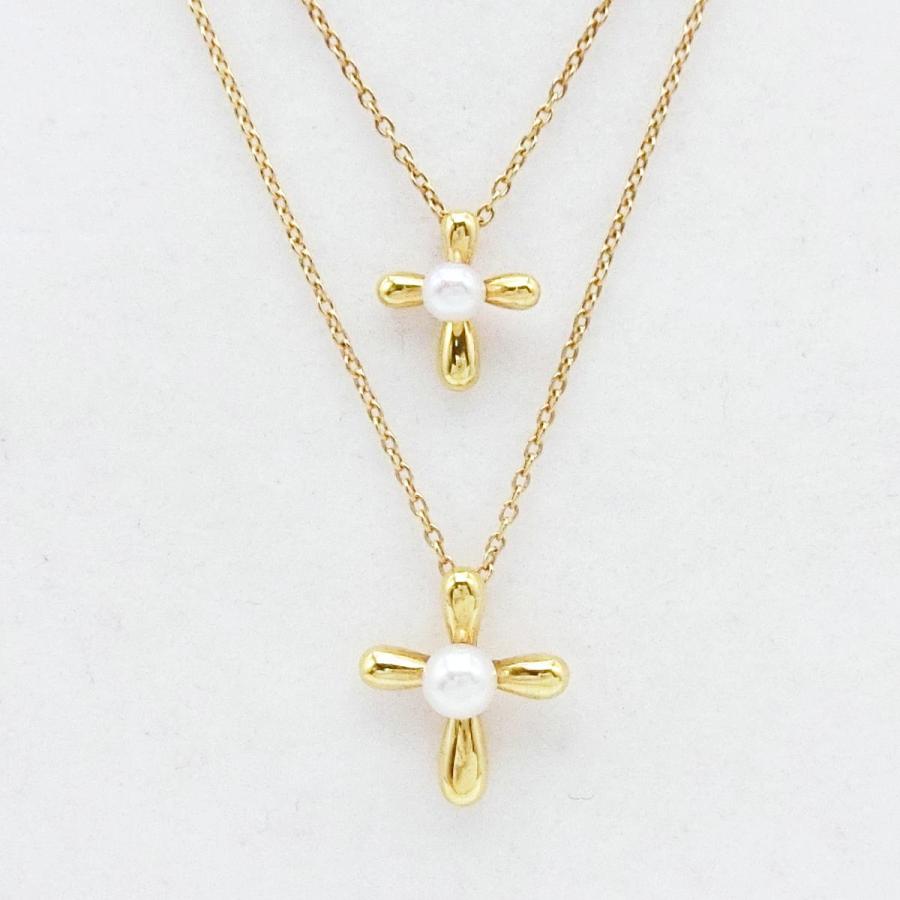 TASAKI 【送料無料】タサキ 田崎真珠 K18 2連クロス ネックレス パール  