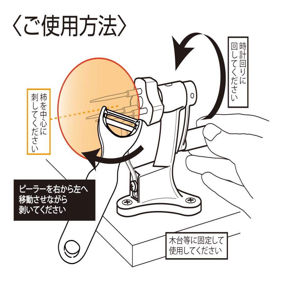 手動式柿皮むき器 ピーラー付 KJ-401 干し柿作りに (株)コジマ : 七福