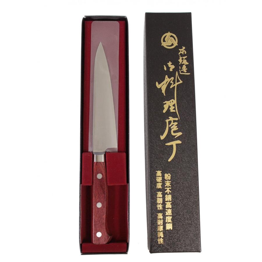 高村刃物製作所 ステン粉末ハイス鋼 ペティナイフ ワインレッド