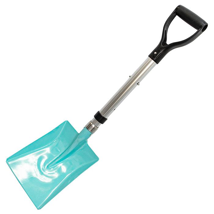 伸縮式スチール製角型車載スコップ アルミ柄 ブルー : 七福ツール