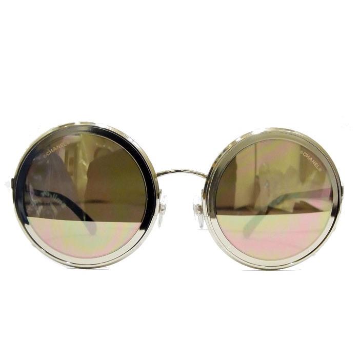 美品 CHANEL サングラス ラウンド型 ロゴ ゴールドロゴ ブラウン CHANEL シャネル 5120 サングラス メガネ 眼鏡 めがね べっ甲 ラウンド